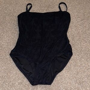 Black one piece bathing suit (166)
